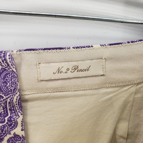 J. CREW Purple Medallion Paisley Cotton Twill No. 2 Pencil Skirt 4 - Picture 7 of 9